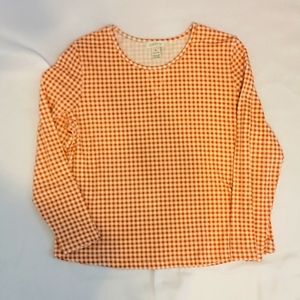 ORVIS cotton Burnt Orange & Cream stretchy boho womens pullover top